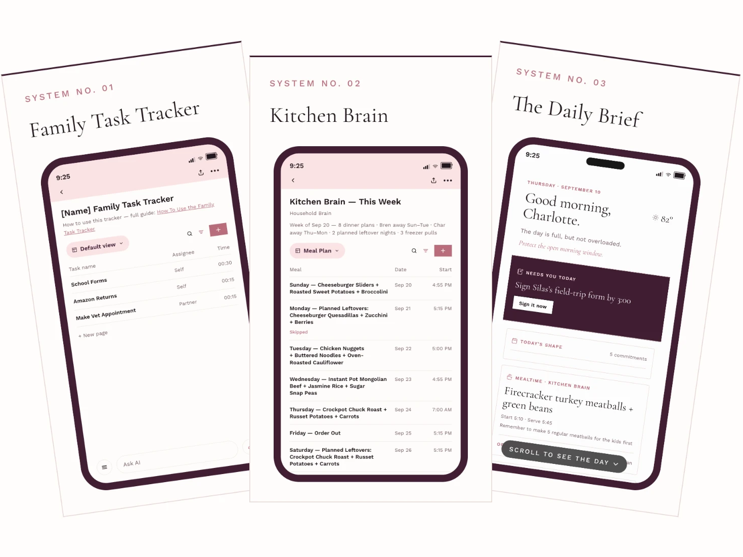 A look inside the Family Task Tracker, Kitchen Brain and Daily Brief systems