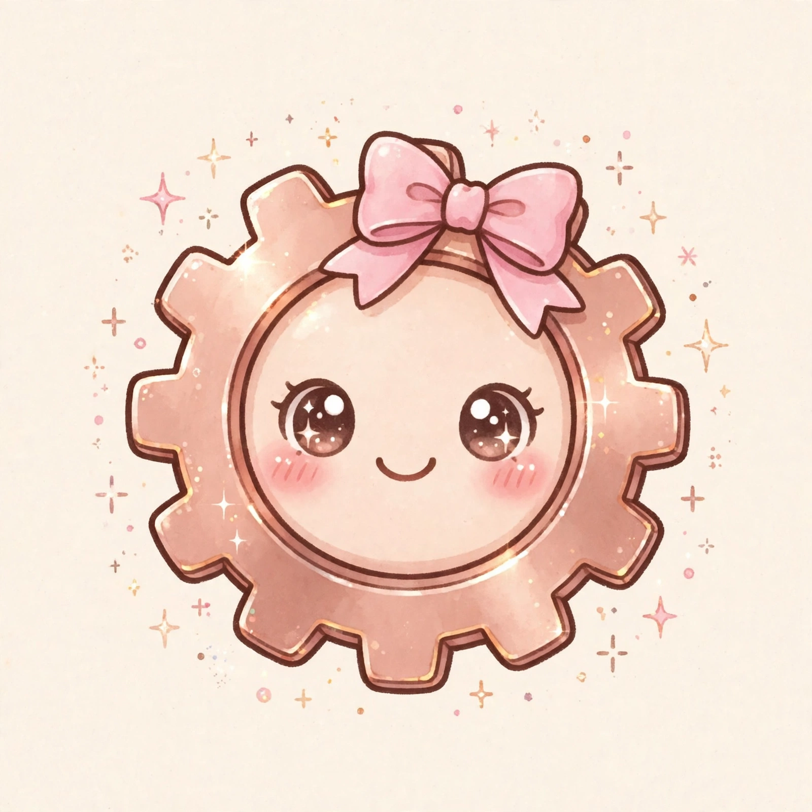 Pip — a cute little gear with a pink bow