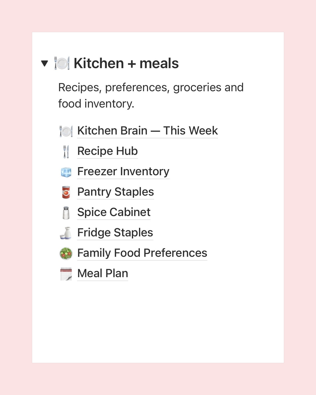 Kitchen Brain recipes, food inventory, preferences and meal plan in one place
