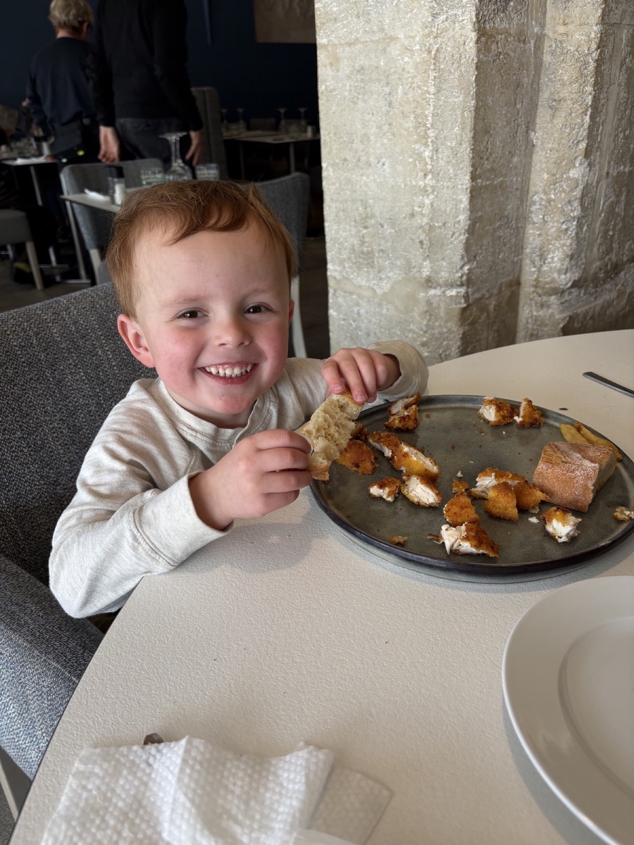 He also ate nearly his entire plate of chicken!